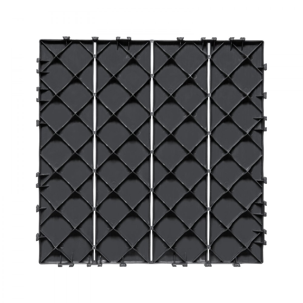 VEVOR Sammenlåsende terrassefliser, 36-pakning, 11,6"x11,6" 36 kvm plast vanntett utendørs gulvbelegg allværsbruk, terrassegulvbelegg fliser for veranda bassengkant balkong bakgård, mørkegrå