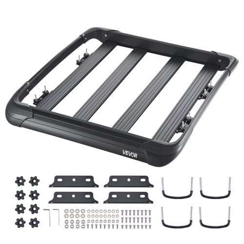 VEVOR Takstativ, 122 x 102 x 14 cm, Universal Taklastkurv, Bagasjeholder for Biltak med maks lastekapasitet på 67 kg, 10 cm Gjerde, Anti-rust stål, Vindskjerm, for SUV-bil