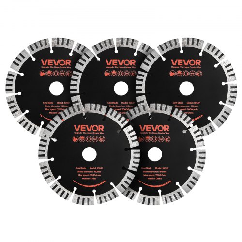 VEVOR diamantblad 160 mm, 5-pakning veggsagblad skjæreblad, 22,2 mm aksel, diamantsegmenter med høy hardhet, 65Mn stålkjerne, tørr og våt skjæring, rene kanter for betong, murstein, stein, sement