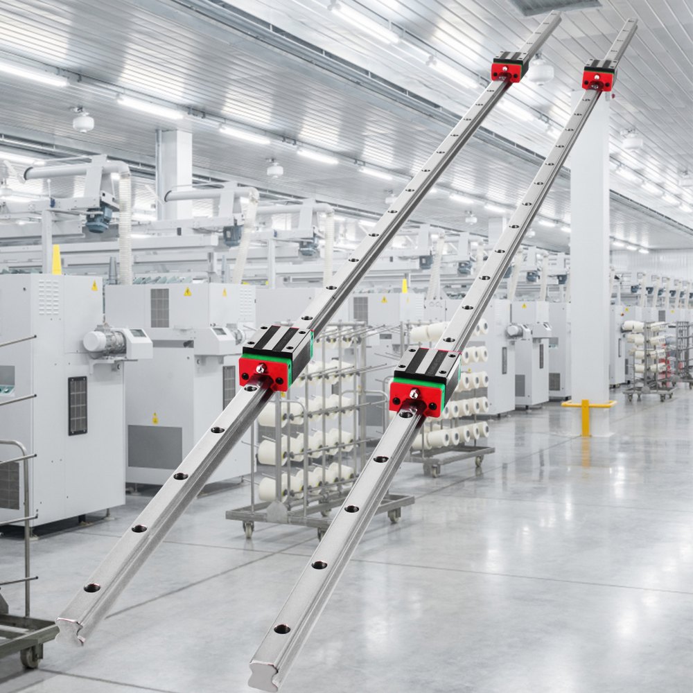 VEVOR 2X 15-1500 mm lineær føringsskinne med 4 stk. puteblokk, vognlagerblokk for 15 mm slisset blokk, firkantblokk, lineær skinne-rutere CNC-sett