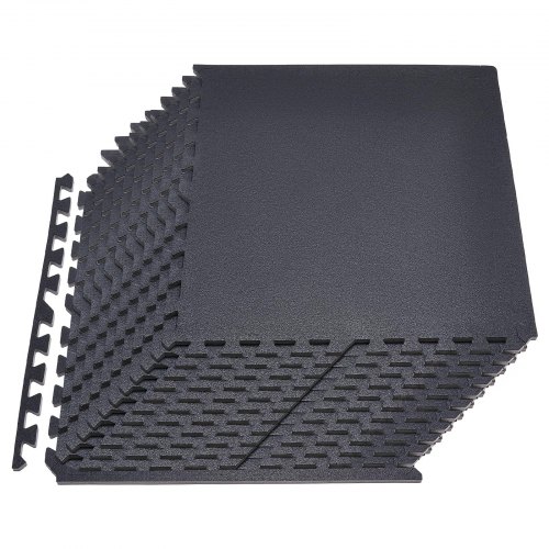 VEVOR Puslespill Treningsmatte, 24 stk. treningsmatter, 610 x 610 x 14 mm, sett med høy tetthet EVA-skum, myke gummifliser, beskyttende gulvpolstring for hjem, treningsstudio, kontor, svart