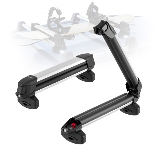 VEVOR takstativ for ski og snowboard, plass til opptil 4 par ski eller 2 snowboard, 2 stk. universal takstativ i aluminium med lås og gummipolstring, holder for fiskestang, passer til de fleste tverrstenger