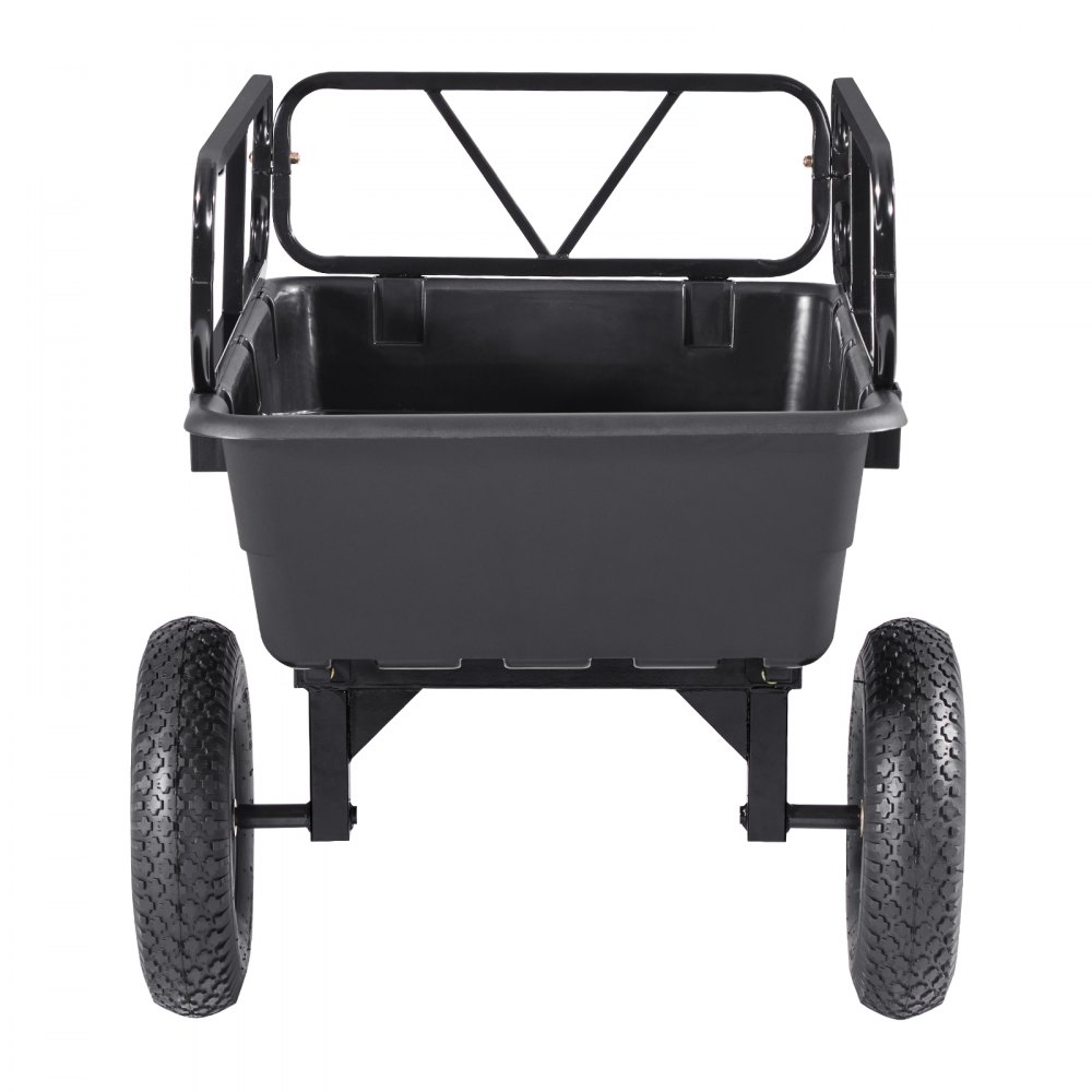 VEVOR Hagetilhenger, 10 kubikkfot 227 kg, ATV UTV-transporttilhenger, tauing bak polyetylenvogn med 16" dekk, håndtrekk eller fotpedal, kraftige hagetilhengere for gressklipper, traktor, hageavfall