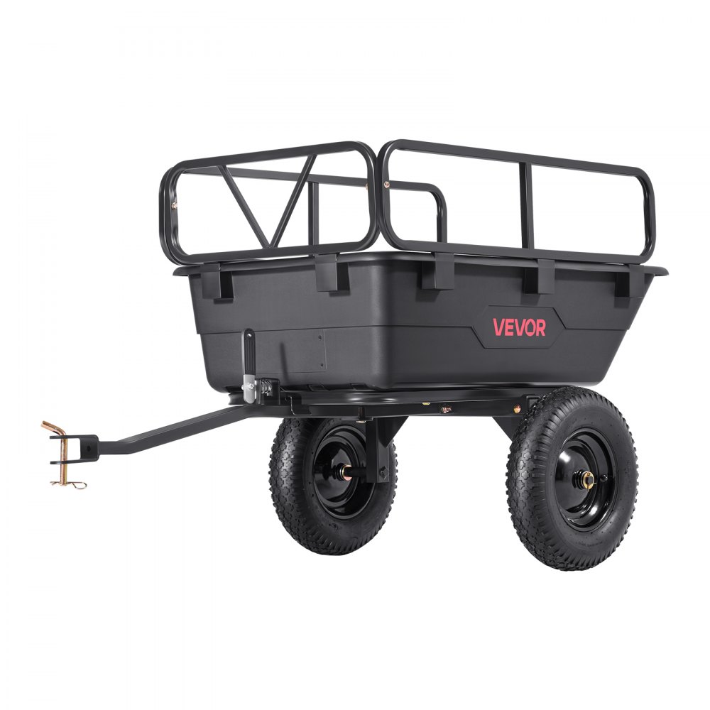 VEVOR Hagetilhenger, 10 kubikkfot 227 kg, ATV UTV-transporttilhenger, tauing bak polyetylenvogn med 16" dekk, håndtrekk eller fotpedal, kraftige hagetilhengere for gressklipper, traktor, hageavfall