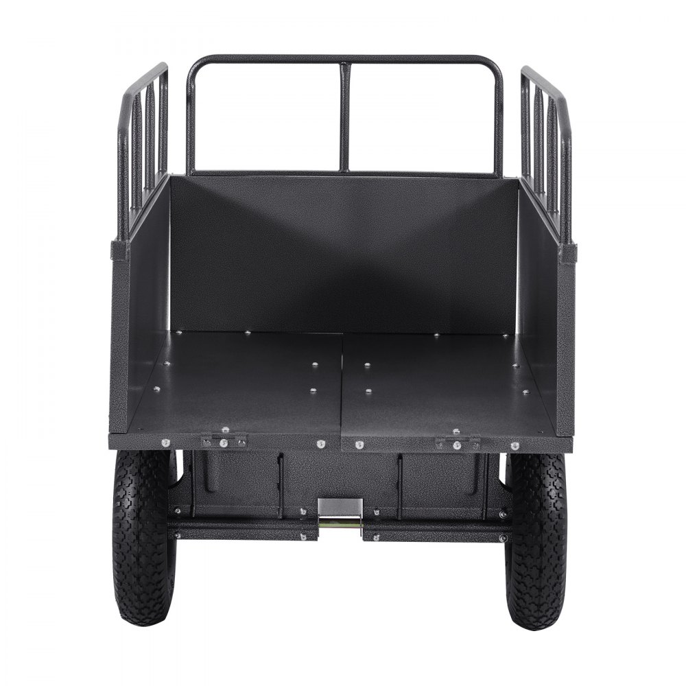VEVOR Hagetilhenger, 17 kubikkfot og 272 kg kapasitet, ATV UTV-transporttilhenger, tauing bak ståltippvogn med 16-tommers dekk, håndtrekk eller fotpedal, kraftige hagetilhengere for gressklipper og traktor
