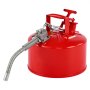 VEVOR sikkerhetsgasskanne, 9,5 l type II rød sikkerhetskanne for bensin med flammefanger i rustfritt stål, selvlukkende lokk og fleksibel metalltut, brennbar oppbevaring i karbonstål med ergonomisk håndtak