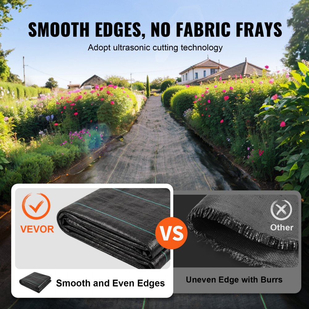 VEVOR 4FTx300FT Premium kraftig ugressbarrierer for landskap, 3,2OZ vevd geotekstil under grus, høy permeabilitet for ugressblokkering, ugressmatte, innkjørselstoff, ugresskontroll hageduk