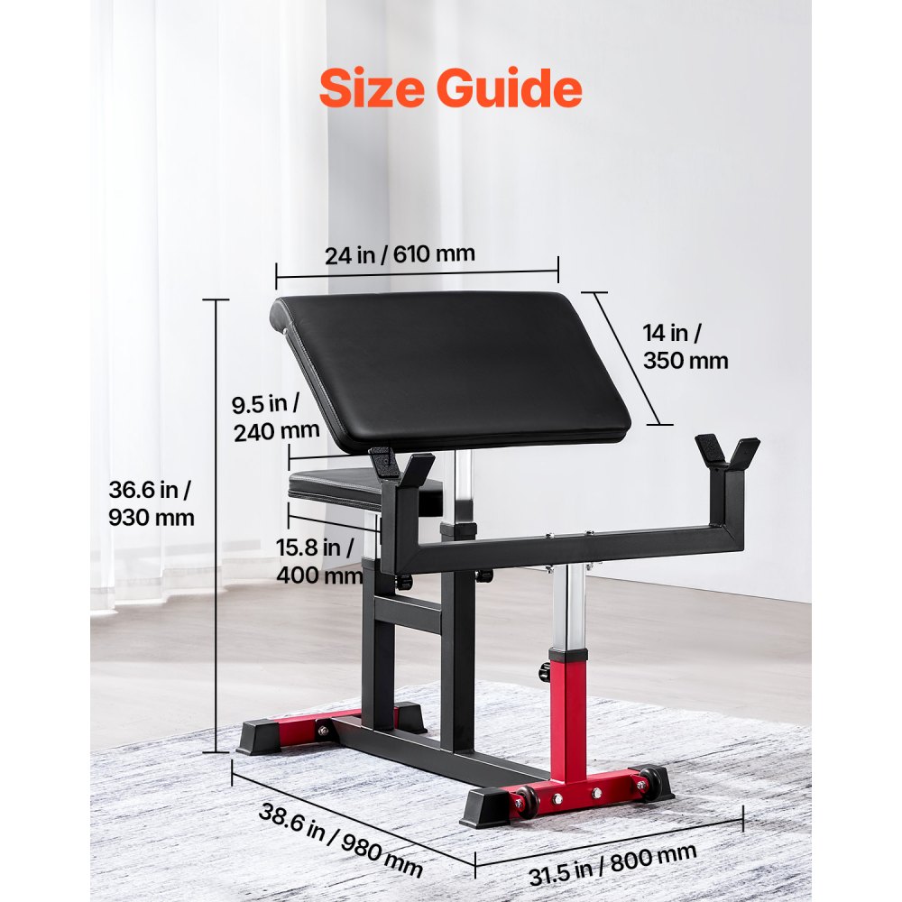 VEVOR Preacher Curl Bench, styrketreningsmaskin for biceps, maks belastning 440 lbs hjemmegymutstyr, sittende arm isolert vektstang hantler biceps stasjon, justerbare vektbenker for hjemmegym