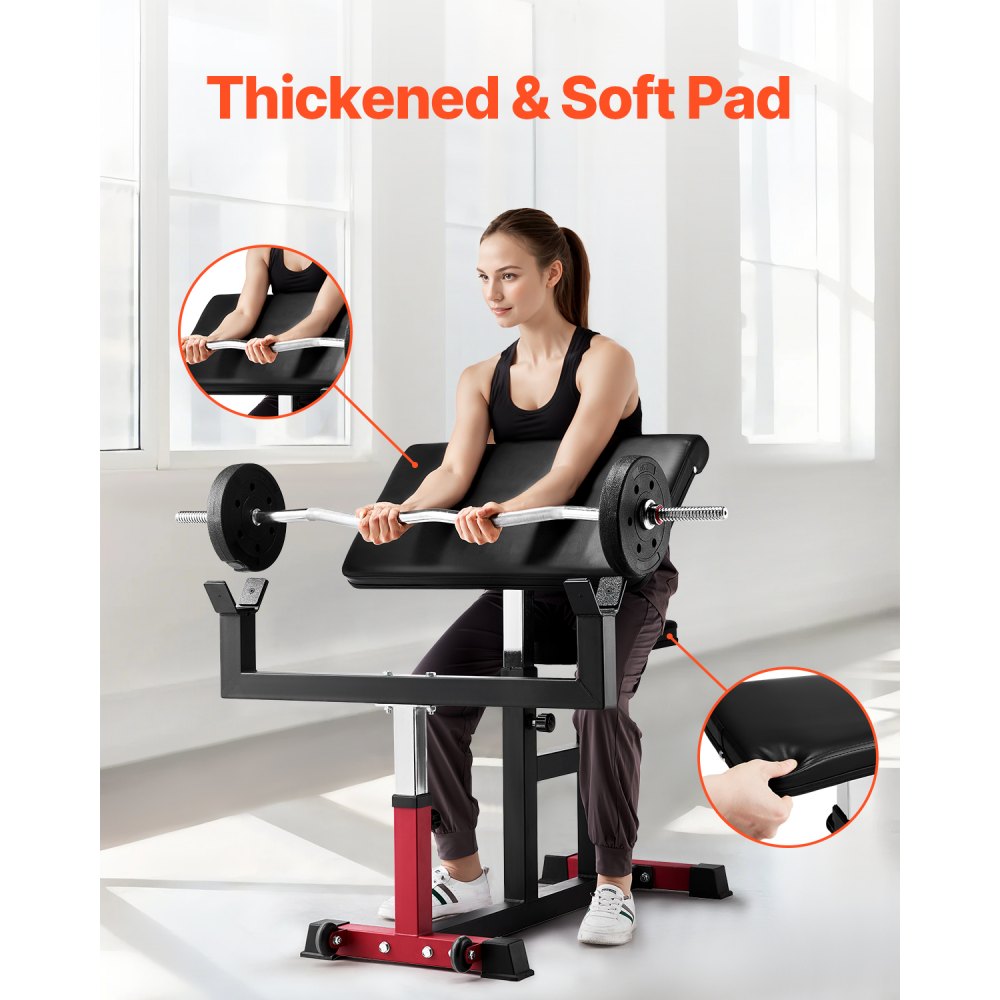 VEVOR Preacher Curl Bench, styrketreningsmaskin for biceps, maks belastning 440 lbs hjemmegymutstyr, sittende arm isolert vektstang hantler biceps stasjon, justerbare vektbenker for hjemmegym