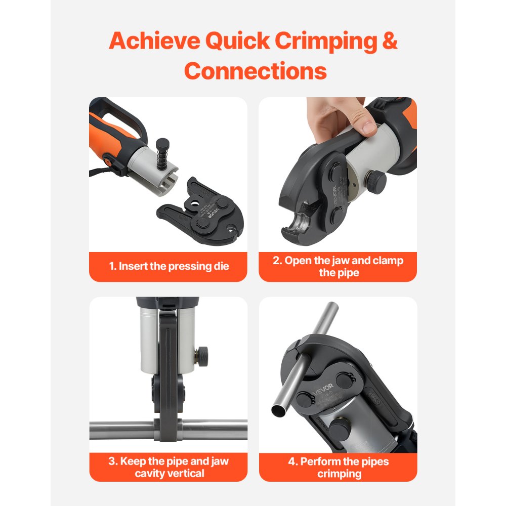 VEVOR V15 Pressing Jaw, 15mm Press Jaw for V-Type Stainless Steel Pipes, High-Strength Carburized Steel Crimping Jaws Compatible with Standard Press Tools