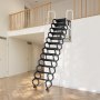 VEVOR loftstige veggmontert, 660 lbs/299,4 kg kapasitet, passer til takhøyde på 9,5 til 10 fot, 12-trinns sammenleggbar ståltrapp med rekkverk, nedtrekkbar loftstige for loft, garasjer, tak, kjellere