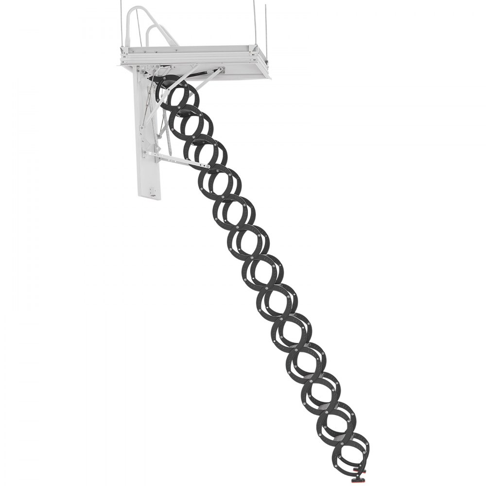 VEVOR Attic Ladder, 660LBS/299.4KG Capacity, Fits 10.5 to 11 ft Ceiling Height and 39.4 x 27.5 inch Opening Size, Alloy Steel Pull-Down Retractable Ceiling Stair with Pulling Rod for Attic Loft Roof