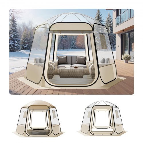 VEVOR Pop-up bobletelt, 11 x 10,2 fot vanntett og UV-bestandig, klart campingteltly, utendørs hagekuppel-iglootelt med vinduer, 540° panoramautsikt, for 8–10 personer terrasse og bakgård