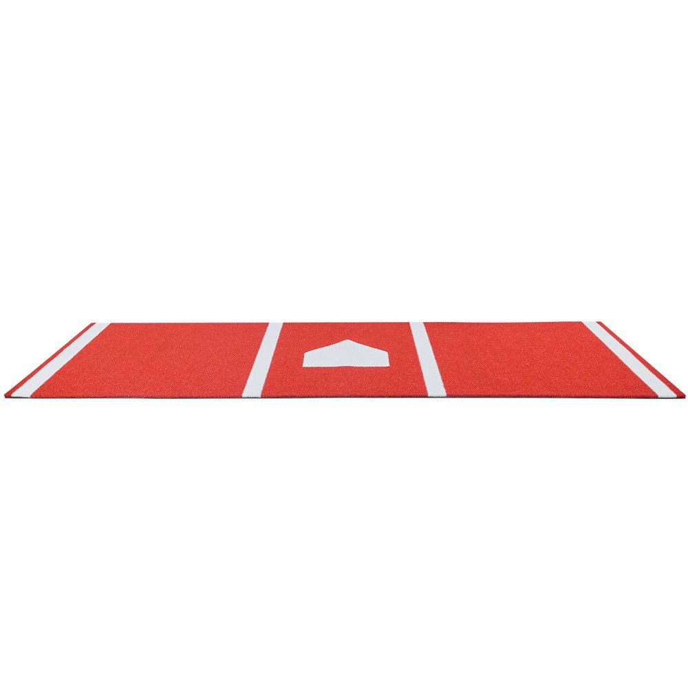 VEVOR Baseball Slagmatte, 300x116 cm Batting Cage Mat, Batters Box Turf Mats, Softball Batting Treningsutstyr med Home Plate og Anti-Fade Turf, Bærbart Treningshjelpemiddel for Innendørs Utendørs, Rød