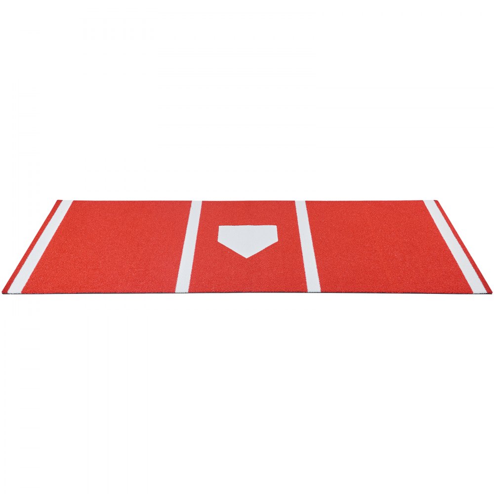 VEVOR Baseball Slagmatte, 300x116 cm Batting Cage Mat, Batters Box Turf Mats, Softball Batting Treningsutstyr med Home Plate og Anti-Fade Turf, Bærbart Treningshjelpemiddel for Innendørs Utendørs, Rød