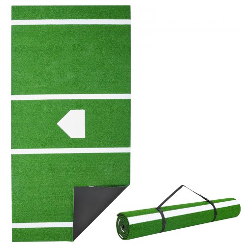 VEVOR Baseball Slagmatte, 366x183cm Batting Cage Mat, Batters Box Turf Mats, Softball Batting Treningsutstyr med Home Plate og Anti-Fade Turf, Bærbart Treningshjelpemiddel for Innendørs Utendørs, Grønn