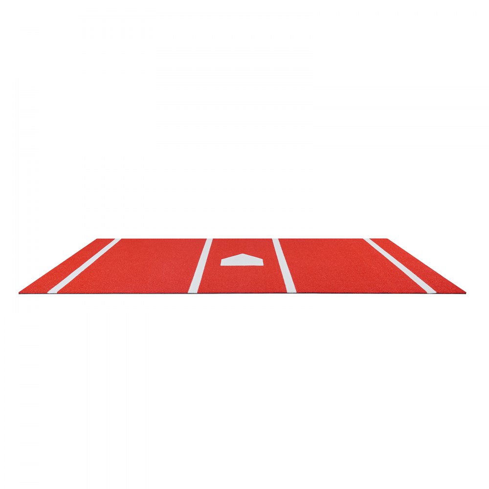 VEVOR Baseball Slagmatte, 366x183cm Batting Cage Mat, Batters Box Turf Mats, Softball Batting Treningsutstyr med Home Plate og Anti-Fade Turf, Bærbart Treningshjelpemiddel for Innendørs Utendørs, Rød