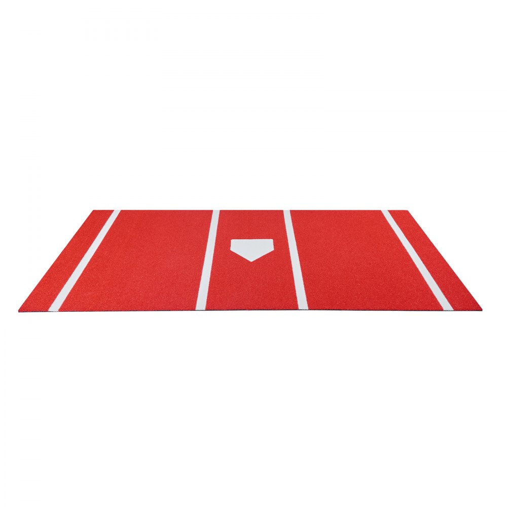 VEVOR Baseball Slagmatte, 366x183cm Batting Cage Mat, Batters Box Turf Mats, Softball Batting Treningsutstyr med Home Plate og Anti-Fade Turf, Bærbart Treningshjelpemiddel for Innendørs Utendørs, Rød