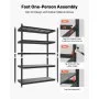 VEVOR Storage Shelves, 5-Tier Adjustable, 1360.8kg Capacity, Heavy Duty Garage Storage Shelving Unit, Metal Utility Rack Shelf, for Garage Workshop Warehouse Basement, 1230 mm W x 522 mm D x 1813 mm H