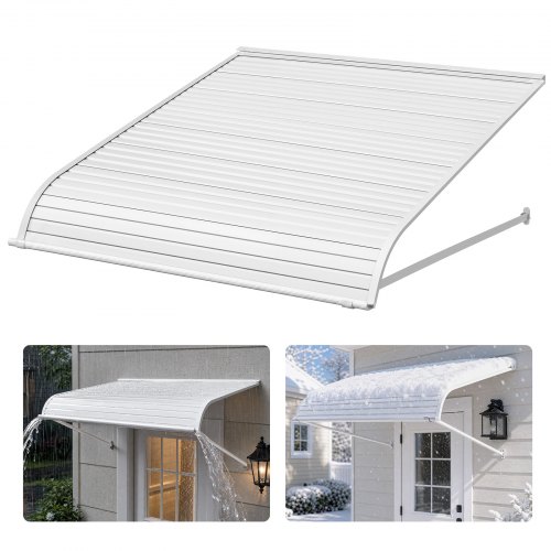 VEVOR aluminiumsmarkise 40 x 42 tommer, slitesterk vindusmarkise dørbaldakin, lette og stabile utvendige aluminiumsmarkiser regn snø sollysbeskyttelse for dørinngangsvinduer terrasse veranda