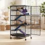VEVOR Metal Small Animal Cage 149 cm 6-Tier Rolling Ferret Cage On Wheels, 13.97 mm Wire Spacing Large Cages with Hammock, Ramps, Tray & Doors for Ferret, Chinchilla, Sugar Glider, Guinea Pig, Rabbit