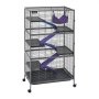 VEVOR Metal Small Animal Cage 149 cm 6-Tier Rolling Ferret Cage On Wheels, 13.97 mm Wire Spacing Large Cages with Hammock, Ramps, Tray & Doors for Ferret, Chinchilla, Sugar Glider, Guinea Pig, Rabbit