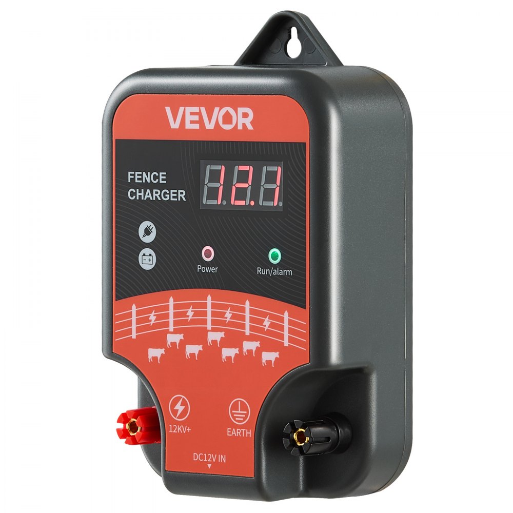 VEVOR elektrisk gjerdelader, 10kV 3J, AC DC elektrisk gjerdeaggregat med LED-indikator, 3 km rekkevidde, kraftig pluggbar gjerdelader, forhindrer inntrenging av ville dyr for husdyr og fjørfe