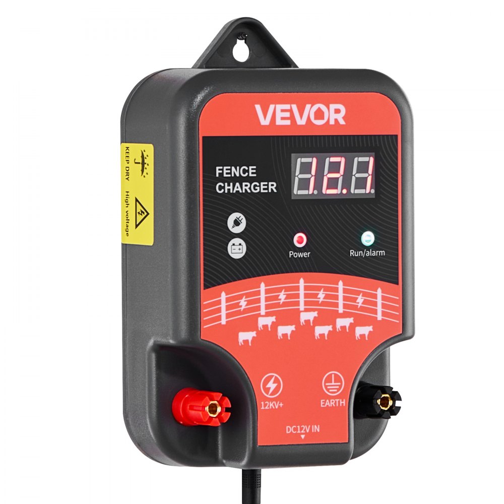 VEVOR elektrisk gjerdelader, 10kV 3J, AC DC elektrisk gjerdeaggregat med LED-indikator, 3 km rekkevidde, kraftig pluggbar gjerdelader, forhindrer inntrenging av ville dyr for husdyr og fjørfe