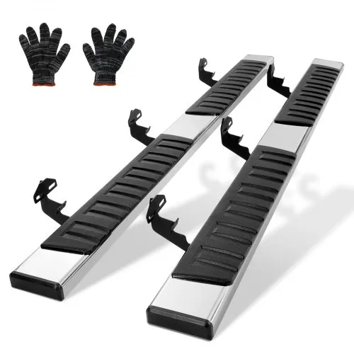VEVOR stigbrett, 6" trinnstenger kompatible med 2015-2023 Ford F150-Crew Cab/2017-2023 Ford F-250 F-350 Super Duty Crew Cab, 201 sidetrinnsnurrer i rustfritt stål, 500 kg kapasitet, 2 deler