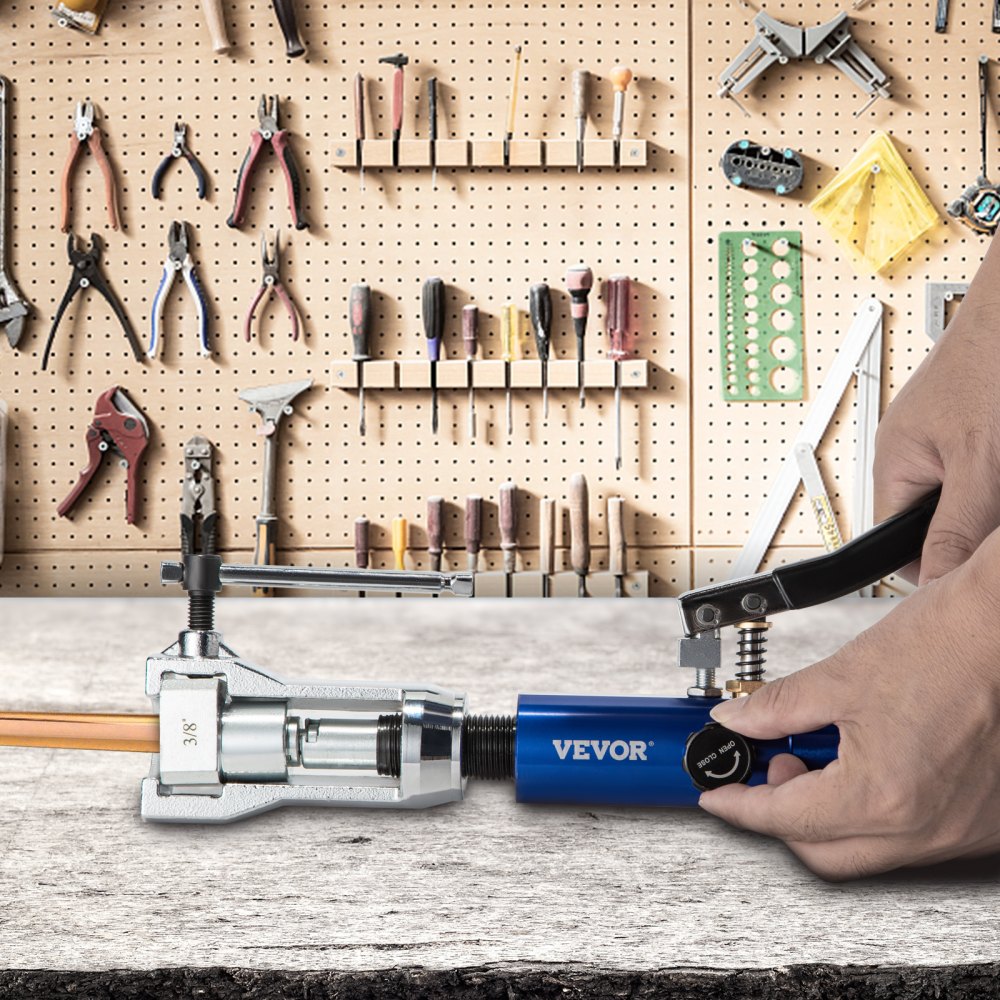 VEVOR Hydraulic Flaring Tool Kit, 45° Double Flaring Tool, Brake Repair Brake Flaring Tools for 3/16"-1/2", Brake Flare Tool with Tube Cutter and Deburrer, 30 PCS Tube Flaring Tools for Copper Lines