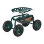 VEVOR rullende hagevogn med svingsete, kraftig hagesete med oppbevaringskurv og verktøybrett, vektkapasitet 136 kg, utendørs hagekrakk, scooter for plenplanting og luking