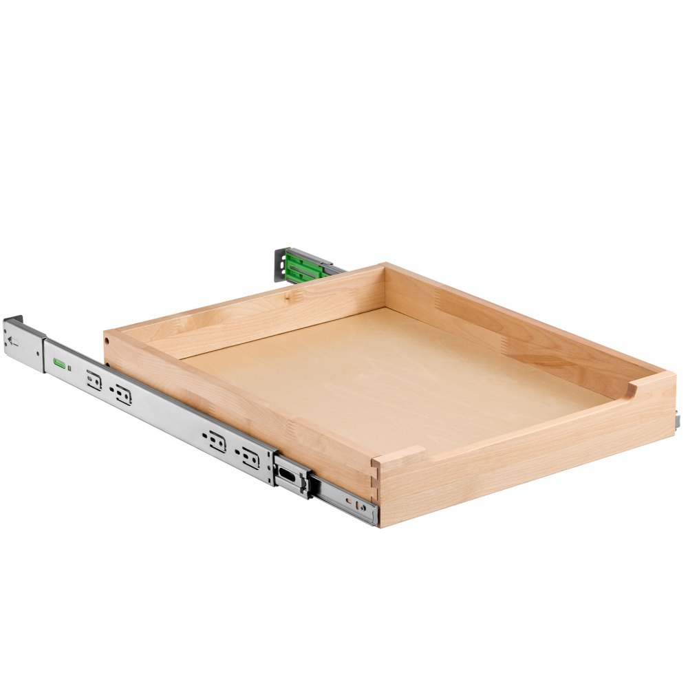 VEVOR Uttrekkbar Skaporganisator, 17" B x 21" D Skapskuff, Myklukkende Uttrekkbar Hylle, Kraftig Treskuff, Bunn- og Sidemontering Underskaporganisering For Kjøkken, Spiskammers, Bad