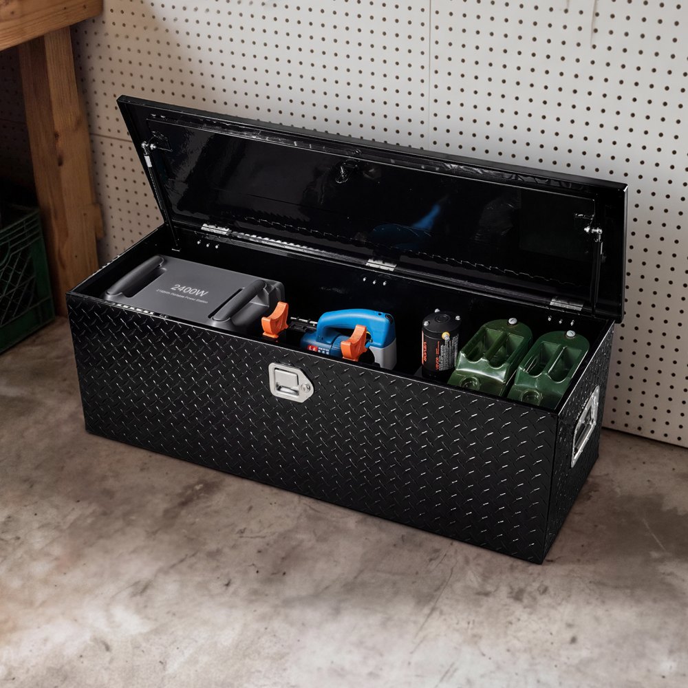 VEVOR 1219 x 381 x 381 mm verktøykasse for lastebillasteplass, låsbar 177 l lastebilboks verktøykasse oppbevaringsboks, 50 kg lastekapasitet verktøykasseorganisator for bobil, bil osv.