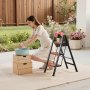 VEVOR 3 Step Ladder, Folding Step Stool with Wide Anti-Slip Pedal and Comfort Handgrip, Lightweight 150 kg Capacity Portable Aluminum Plant Support, Multi-Use for Adults, Home Repairing, Cleaning
