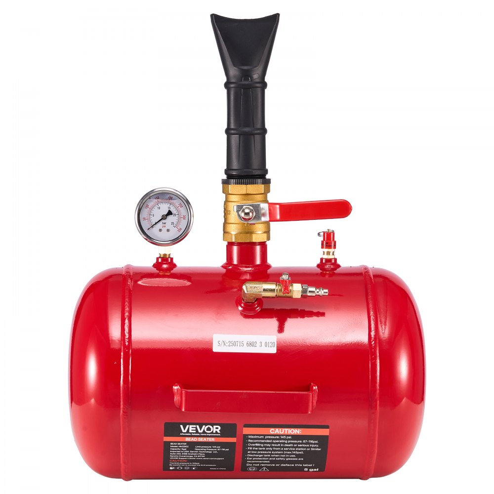 VEVOR Air Tire Bead Seater, 5 Gal / 18.9 L, Heavy Duty Tire Bead Blaster Tool, 87-116 PSI Operating Pressure, Air Trigger Seating Inflator for Pickup, Truck, ATV, Jeep, Van, Lawn Tractor, RV, Red