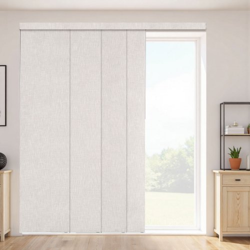 VEVOR Panelgardiner, Uttrekkbar skinne fra 116 cm til 218 cm B, Trimbare Panelgardiner Opptil 243 cm H, Vertikale Mørkleggende Panelgardiner for Skyvedører, Terrassedører, Romdeler, Lysegrå
