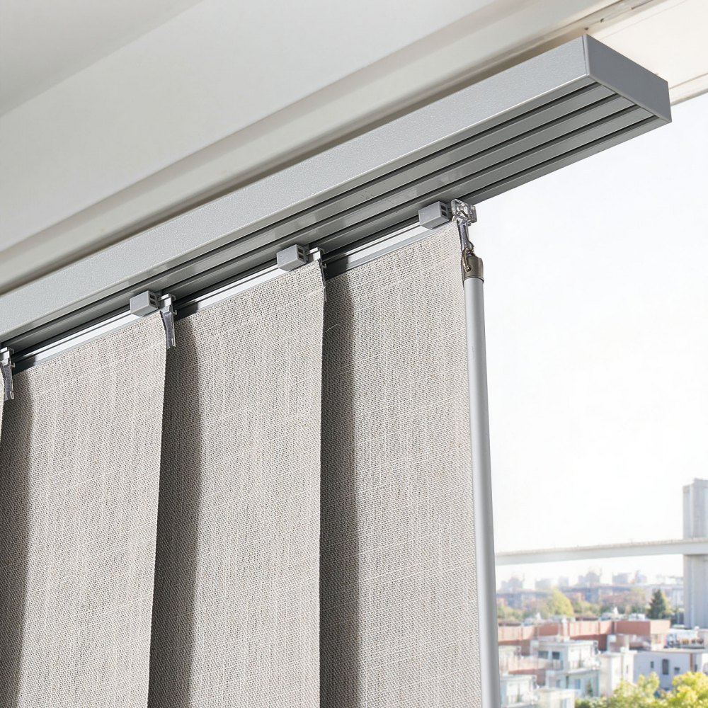 VEVOR Panel Track Blinds, Extendable Track from 116 cm to 218 cm W, Trimmable Panel Curtains Up to 243cm H, Vertical Blackout Panel Blinds for Sliding Doors, Patio Doors, Room Divider, Light Gray