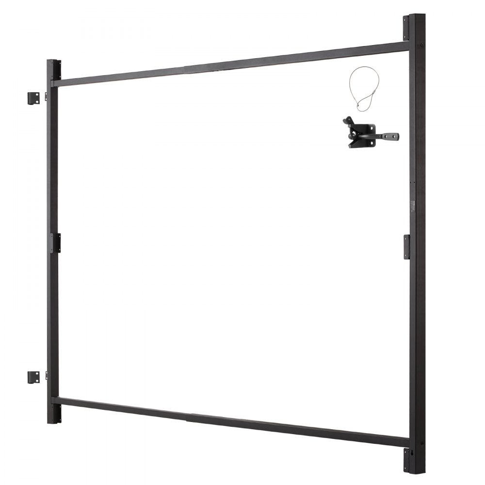 VEVOR Gate Building Kit, Fits 60 to 96 in Wide Openings, Up from 6 to 7 ft High Fence, Adjustable Gate Building Kit, Anti Sag Full Gate Frame Kit with Latch Lock, Screw, for Wooden Fence, Iron, Black