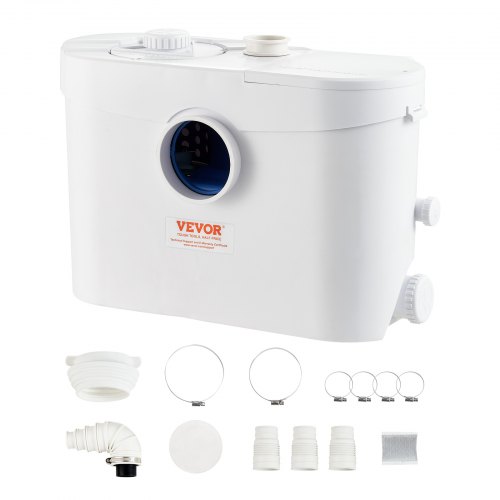 VEVOR Maceratorpumpe, 700 W, 9600 l/t strømning, 10 m trykkhøyde, macerator avløpssumppumpe med 3 vanninntak for toalett, kjeller, kjøkken, vask, dusj, badekar, avløpsvannshåndtering, oppspylingsmaskin