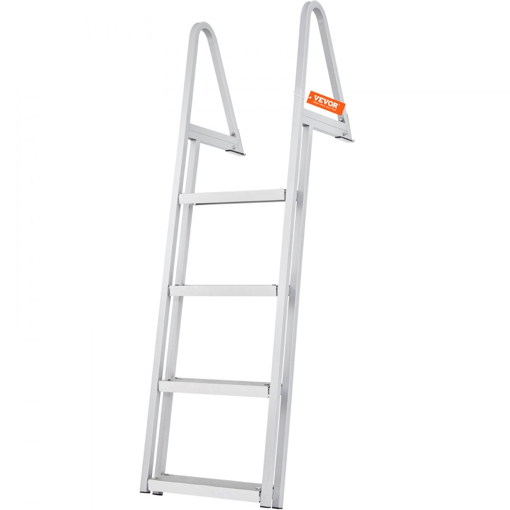 VEVOR Dokkstige, avtakbar 4 trinn, 145 kg lastekapasitet, pontongbåtstige i aluminiumslegering med 10 cm bredt trinn og sklisikker pedal, enkel å installere for ombordstigning på skip/innsjø/basseng/marinebåter