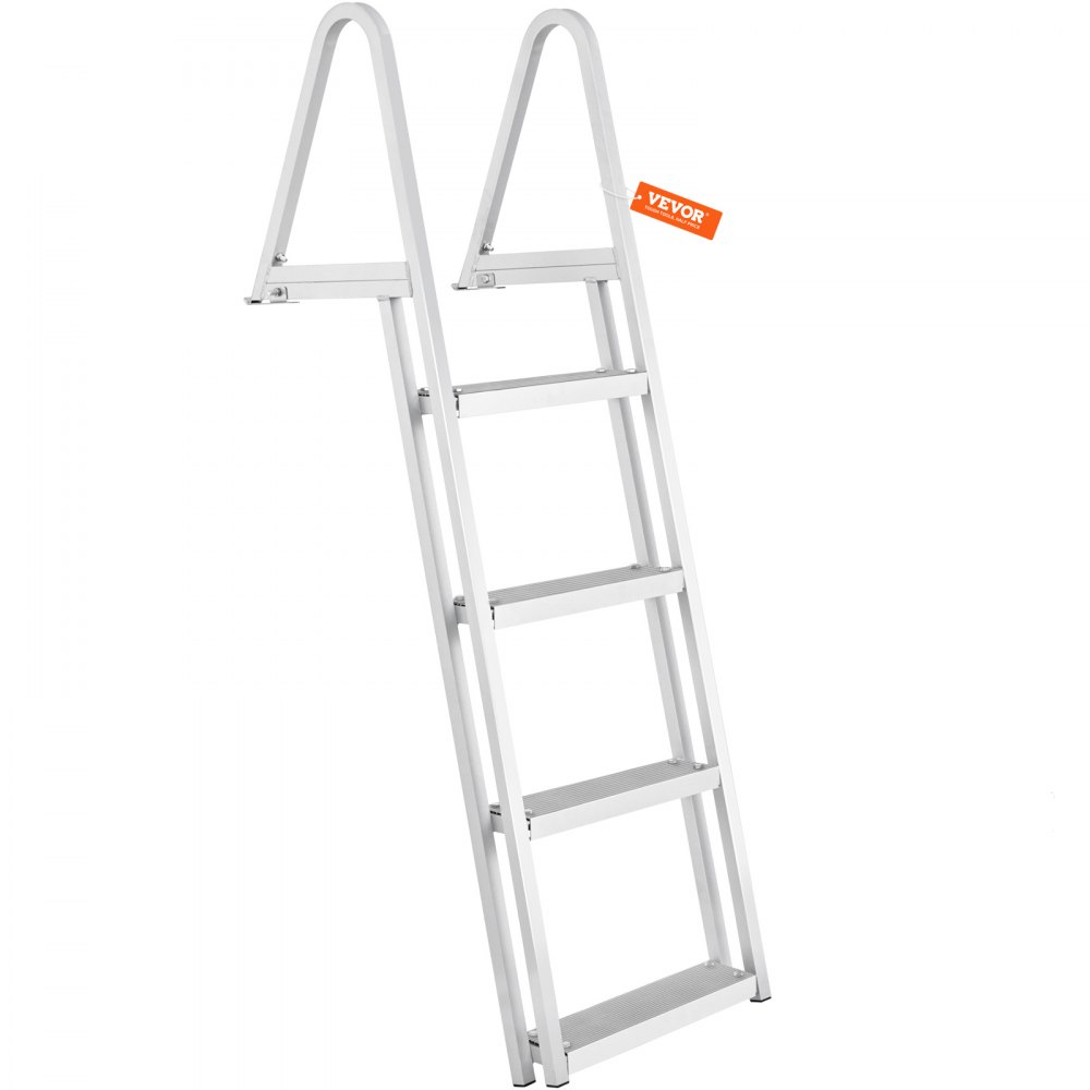 VEVOR Dokkstige, avtakbar 4 trinn, 145 kg lastekapasitet, pontongbåtstige i aluminiumslegering med 10 cm bredt trinn og sklisikker pedal, enkel å installere for ombordstigning på skip/innsjø/basseng/marinebåter