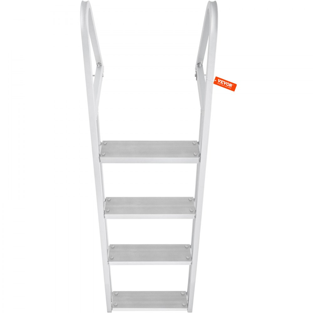 VEVOR Dokkstige, avtakbar 4 trinn, 145 kg lastekapasitet, pontongbåtstige i aluminiumslegering med 10 cm bredt trinn og sklisikker pedal, enkel å installere for ombordstigning på skip/innsjø/basseng/marinebåter
