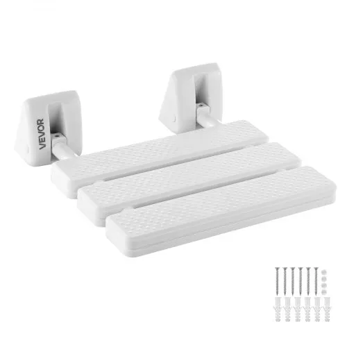 VEVOR sammenleggbart dusjsete veggmontert, 317 mm sammenleggbar dusjbenk, PP nedfellbart baderomssete til korridor med aluminiumsramme for voksne og eldre, 100 kg belastning