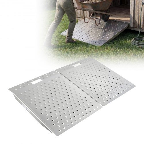 VEVOR terskelrampe for døråpninger, 750 x 617 mm, plattform aluminiums rullestolrampe, sklisikre dørterskelramper, 340,2 kg lastekapasitet, for trapper, fortauskanter, rullestoler, rullatorer, sparkesykkel, vogner