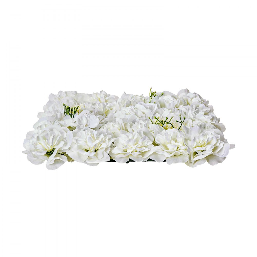 VEVOR 3D Flower Wall Panel, 24 PCS 15 x 15 inch, Artificial Floral Wall Background Mesh Backing Mat,Seamless Design&Easy Installation for Wedding Valentines Day Home Baby Party Backdrop Decor,White