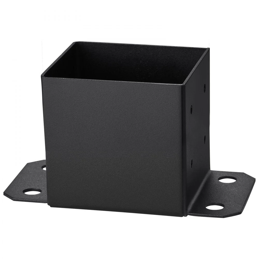 VEVOR 152.4x152.4 Post Base 4 Pcs, Inner Size 142x142 Post Base Brackets, Heavy Duty Powder-Coated Post Anchor Matte Black Wood Post Brackets for Pavilion Deck Railing Support Deck Base Plate