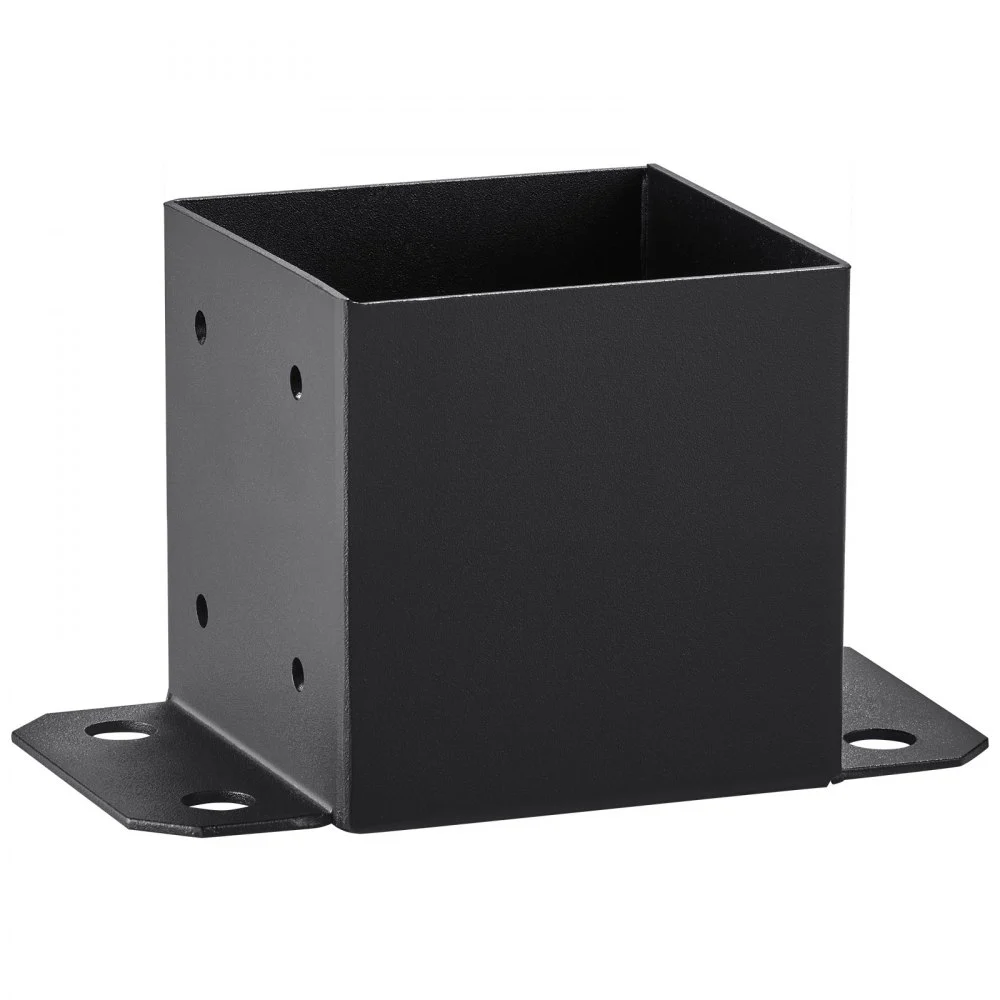 VEVOR 152.4x152.4 Post Base 4 Pcs, Inner Size 142x142 Post Base Brackets, Heavy Duty Powder-Coated Post Anchor Matte Black Wood Post Brackets for Pavilion Deck Railing Support Deck Base Plate