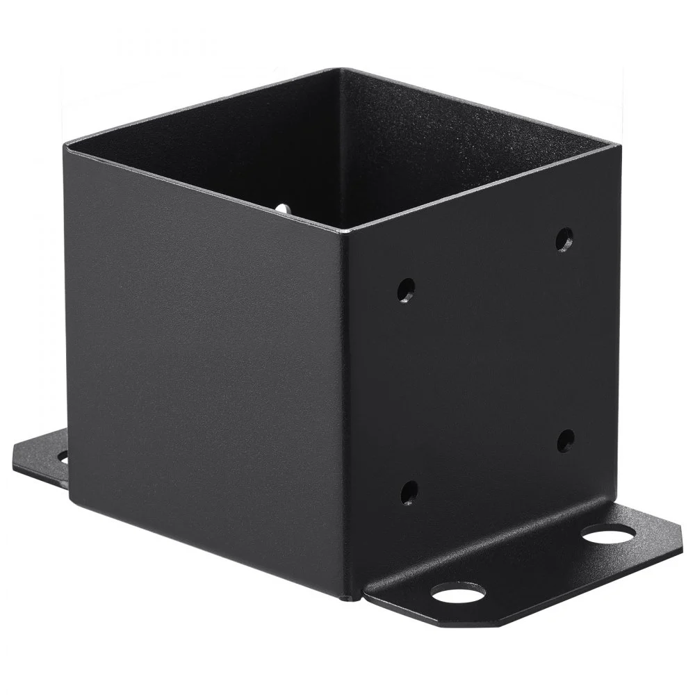 VEVOR 152.4x152.4 Post Base 4 Pcs, Inner Size 142x142 Post Base Brackets, Heavy Duty Powder-Coated Post Anchor Matte Black Wood Post Brackets for Pavilion Deck Railing Support Deck Base Plate