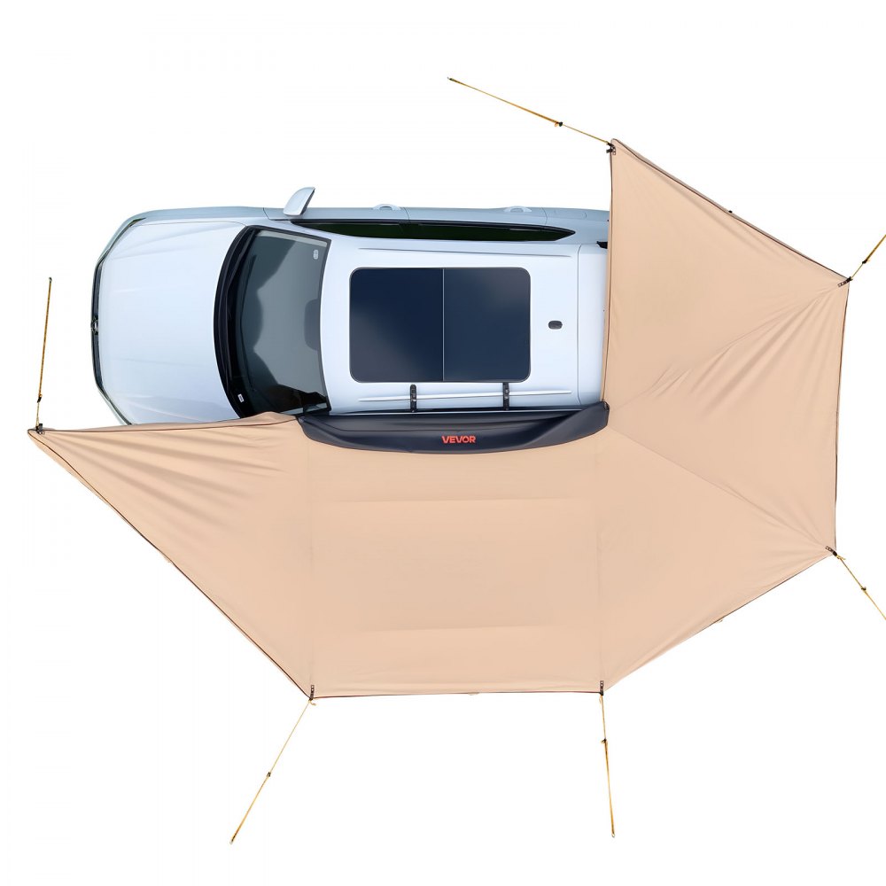 VEVOR 270 Degree Awning with Bulit-in LED Lights, 12.4 ㎡ Driver Side Vehicle Awning, Waterproof UV50+ Car Side Awnings, All-Weather Free-Standing Overland Awnings Car Shelter for SUV Truck Camping