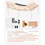 VEVOR 270 Degree Awning with Bulit-in LED Lights, 12.4 ㎡ Driver Side Vehicle Awning, Waterproof UV50+ Car Side Awnings, All-Weather Free-Standing Overland Awnings Car Shelter for SUV Truck Camping
